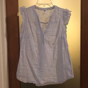 Chambray Floral Seersucker Tank Top